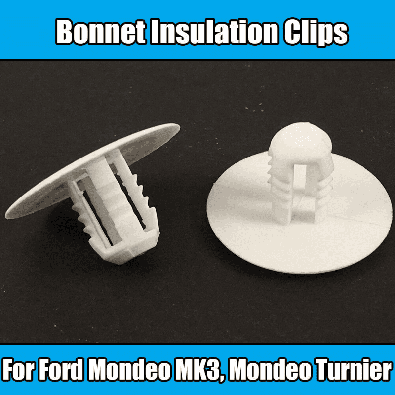 10x Clips for Ford Mondeo Mk3 Bonnet Insulation Lining Pad Clips White Plastic