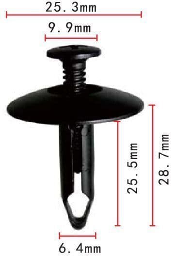 10x Clips for GM Cadillac Radiator Shield Push-Type Fastener Black Plastic