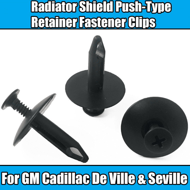 10x Clips for GM Cadillac Radiator Shield Push-Type Fastener Black Plastic