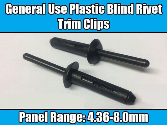 10x Clips for GM & Chrysler General Use Plastic Blind Rivet Trim Black 25524005