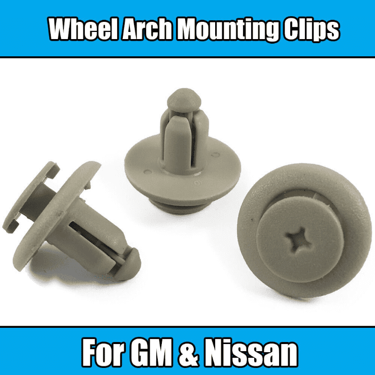 10x Clips for GM Nissan Wheel Arch Mounting Clips Light Grey Plastic