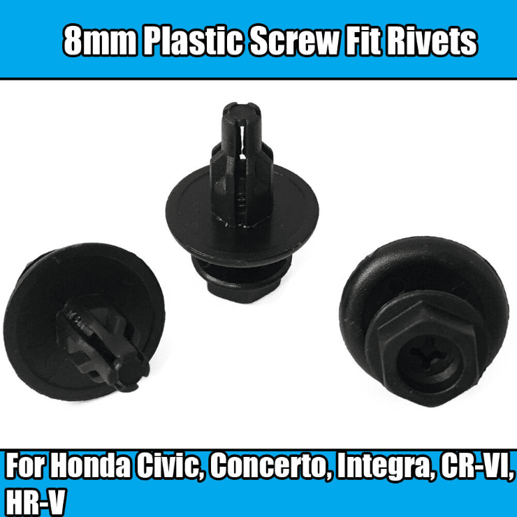 10x Clips for Honda 8mm Screw Fit Engine Undertray Radiator Shield Black Plastic