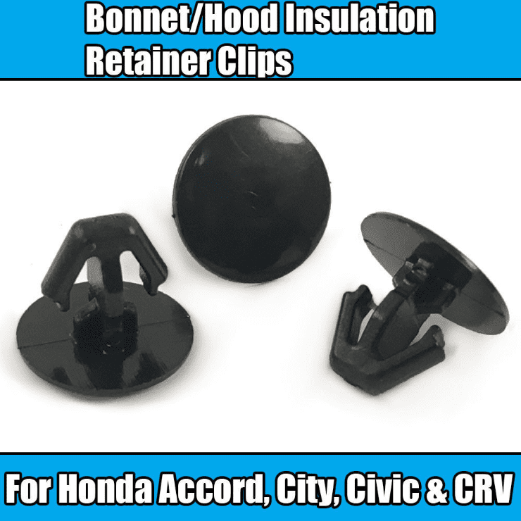 10x Clips for Honda Accord City Civic Bonnet Insulation Retainer Black Plastic
