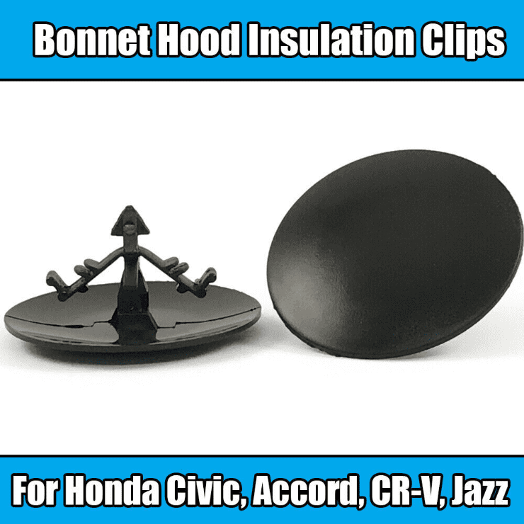 10x Clips for Honda Civic Accord Bonnet Hood Insulation Fastener Black Plastic