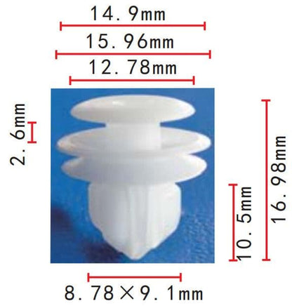10x Clips for Honda Door Card Fascia Trim Panel Lining Fasteners White Plastic
