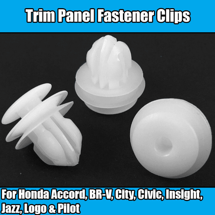 10x Clips for Honda Door Card Fascia Trim Panel Lining Fasteners White Plastic