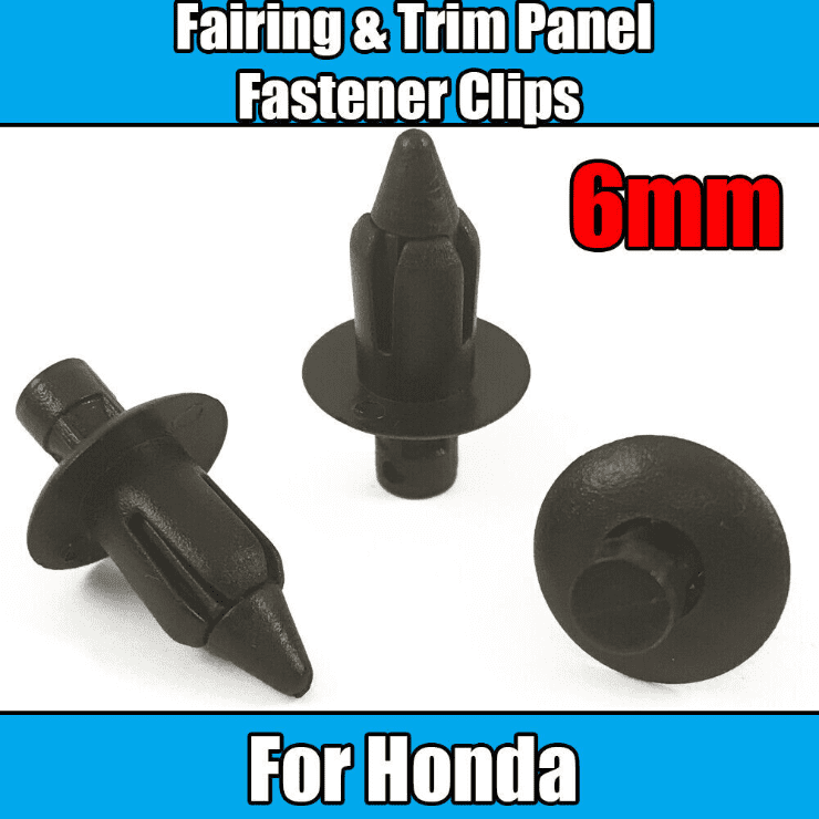 10x Clips for Honda Fairing Panel Trim Rivets Fasteners 6mm Hole Black Plastic
