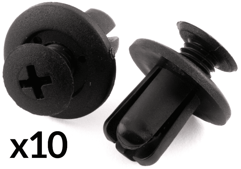 10x Clips for Kia 8mm Wheel Arch Lining Trim Screw Rivet Black Plastic