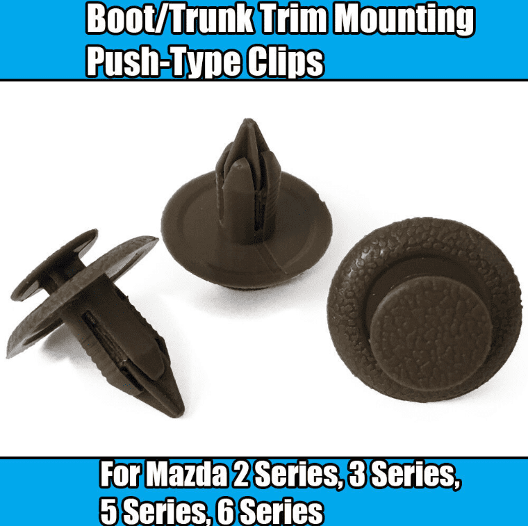 10x Clips for Mazda 2 Series Boot Trim Mounting Push Type Clips Brown Plastic