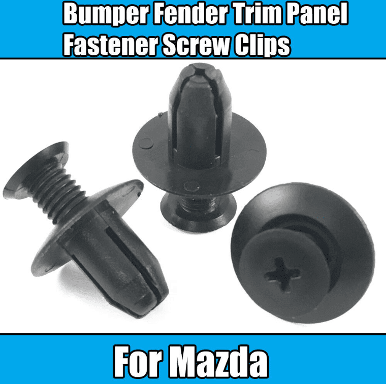 10x Clips for Mazda Bumper Fender Trim Panel Fastener Screw Clips Black Plastic