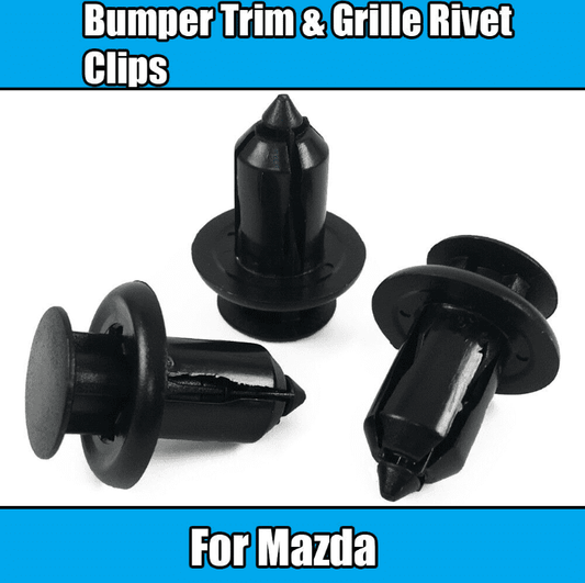 10x Clips for Mazda Front Rear Bumper Trim & Grille Rivet Clips Black Plastic