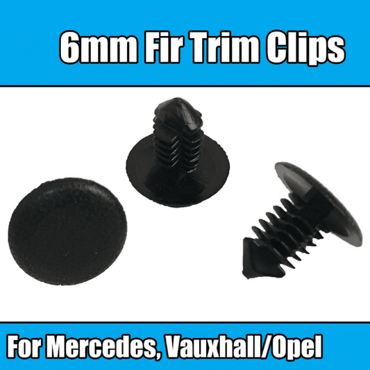 10x Clips for Mercedes Vauxhall Opel 6mm Fir Trim Clip Black Plastic Oem 2344879