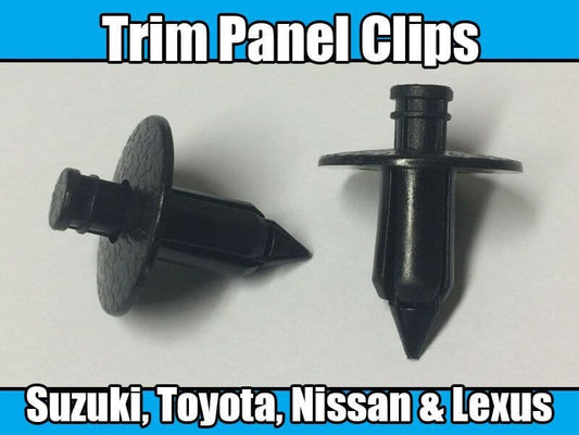 10x Clips for Mitsubishi Toyota & Nissan 7mm Push Fit Plastic Trim Panel Black
