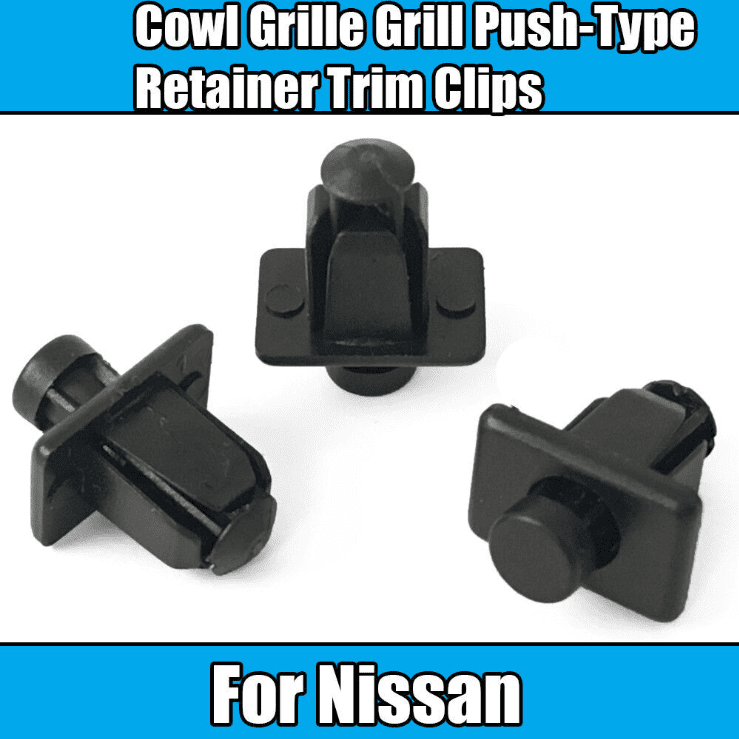 10x Clips for Nissan Cowl Grille Grill Push Retainer Trim Clips Black Plastic