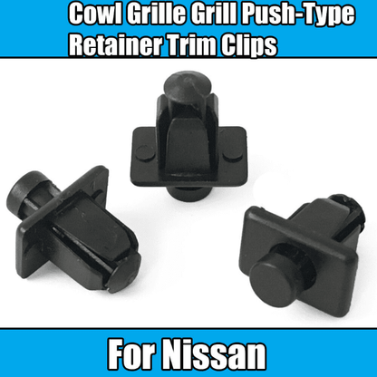 10x Clips for Nissan Cowl Grille Grill Push Retainer Trim Clips Black Plastic