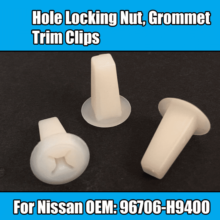 10x Clips for Nissan Hole Locking Nut Grommet Trim Clips White Plastic Q088