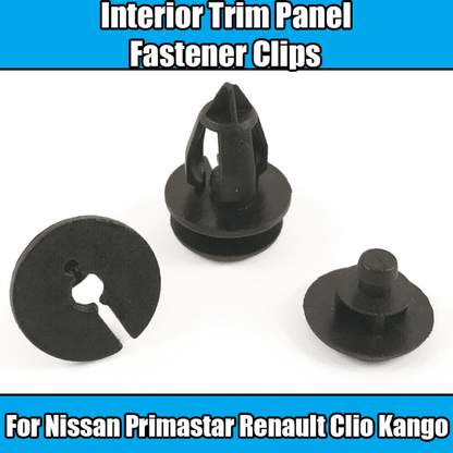 10x Clips for Nissan Primastar Interior Trim Panel Fastener Clips Black Plastic