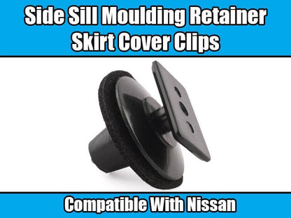 10x Clips for Nissan Side Sill Moulding Retainer Skirt Cover Black Plastic