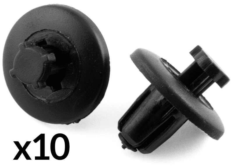 10x Clips for Peugeot Citroen Wheel Arch & Bumper Liner Push Type Black Plastic