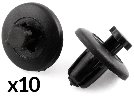 10x Clips for Peugeot Citroen Wheel Arch & Bumper Liner Push Type Black Plastic