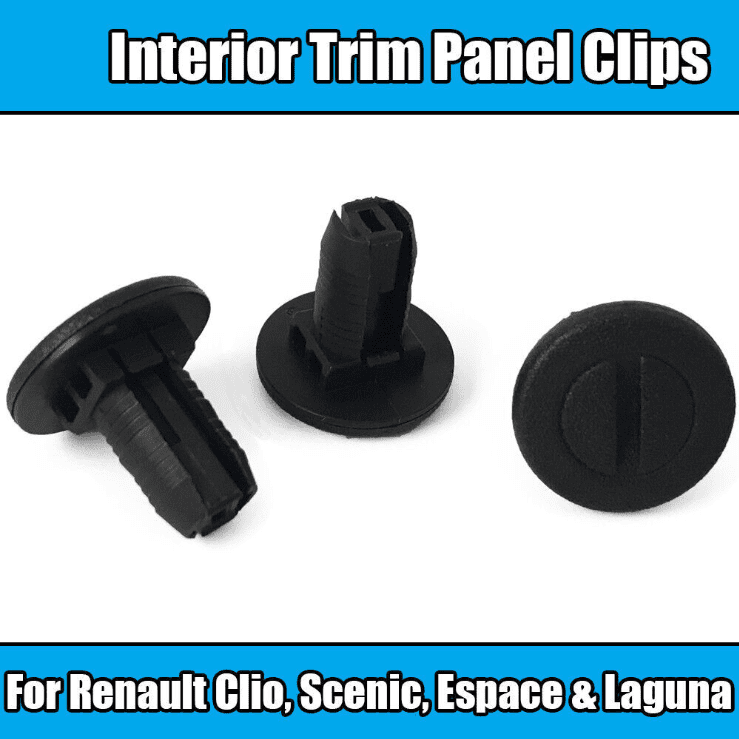 10x Clips for Renault Clio Interior Trim Panel Scenic Espace Laguna Black Nylon