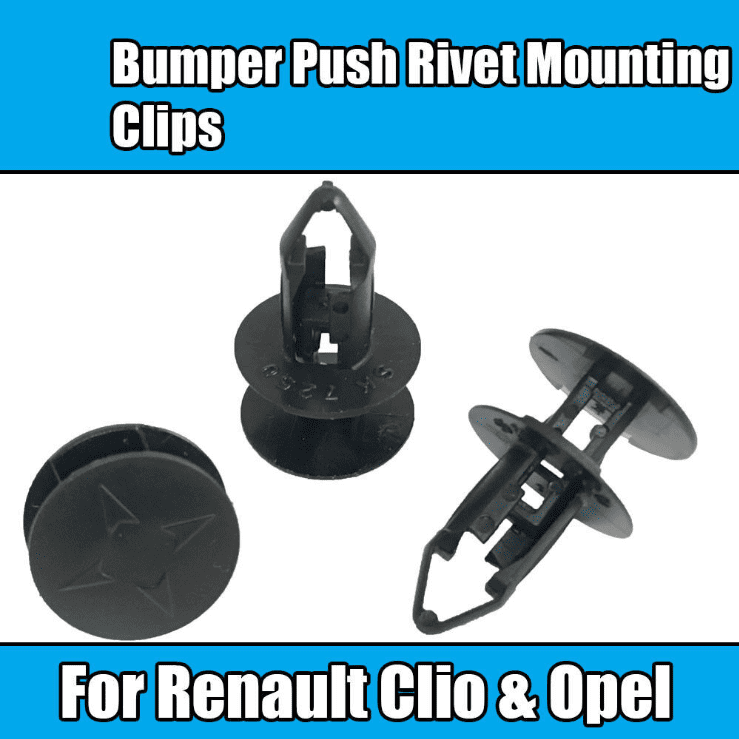 10x Clips for Renault Clio Opel Bumper Push Rivet Mounting Clips Black Plastic