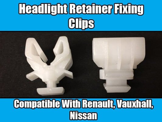 10x Clips for Renault Vauxhall Nissan Headlamp Fixing Retainer White Plastic