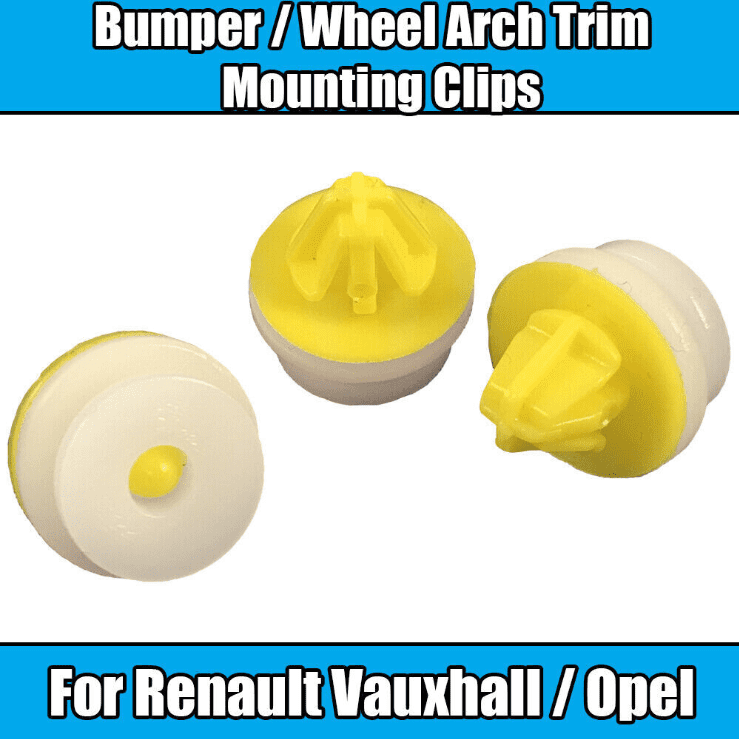 10x Clips for Renault Vauxhall Opel Bumper Wheel Arch Sill Trim Yellow Plastic