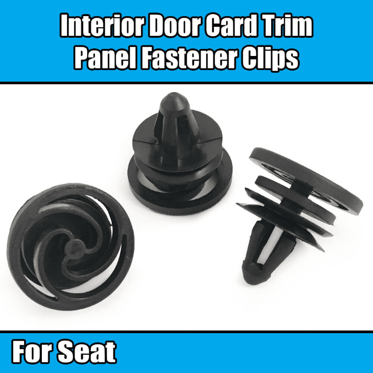 10x Clips for Seat Ibiza Door Card Panel Trim Black Plastic Spiral Head