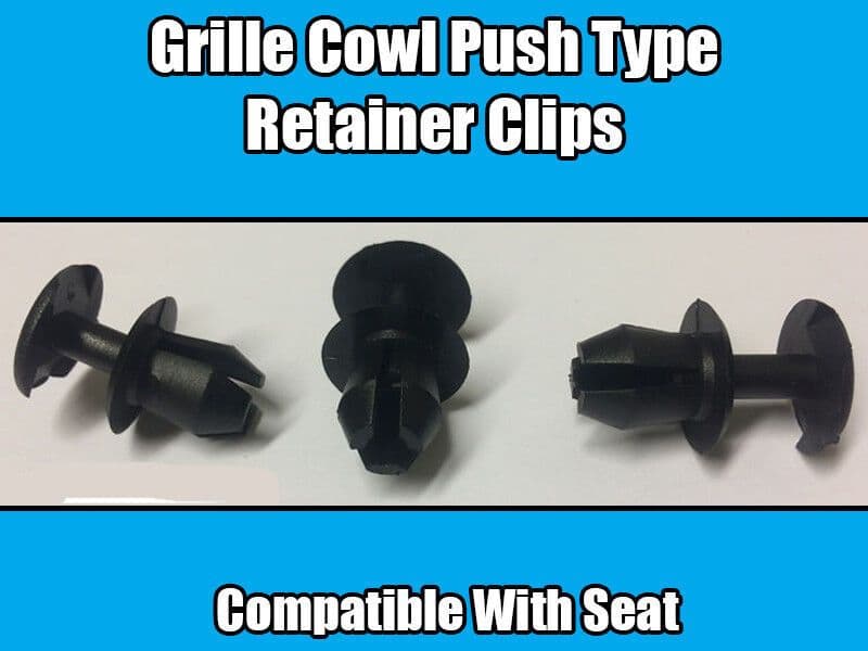 10x Clips for Seat Ibiza Leon Grille Cowl Black Plastic Push Type Retainer 54K
