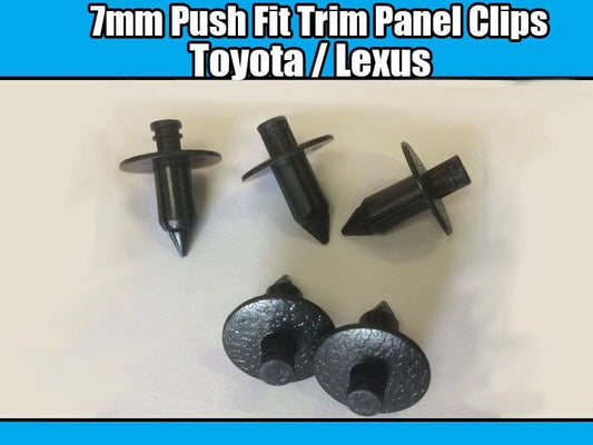 10x Clips for Toyota 7mm Push Fit Trim Panel Black Plastic 90467-07043-C0