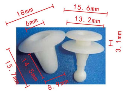 10x Clips for Toyota A3 Isuzu Mazda Door Nut Fastener Trim Clips White Plastic