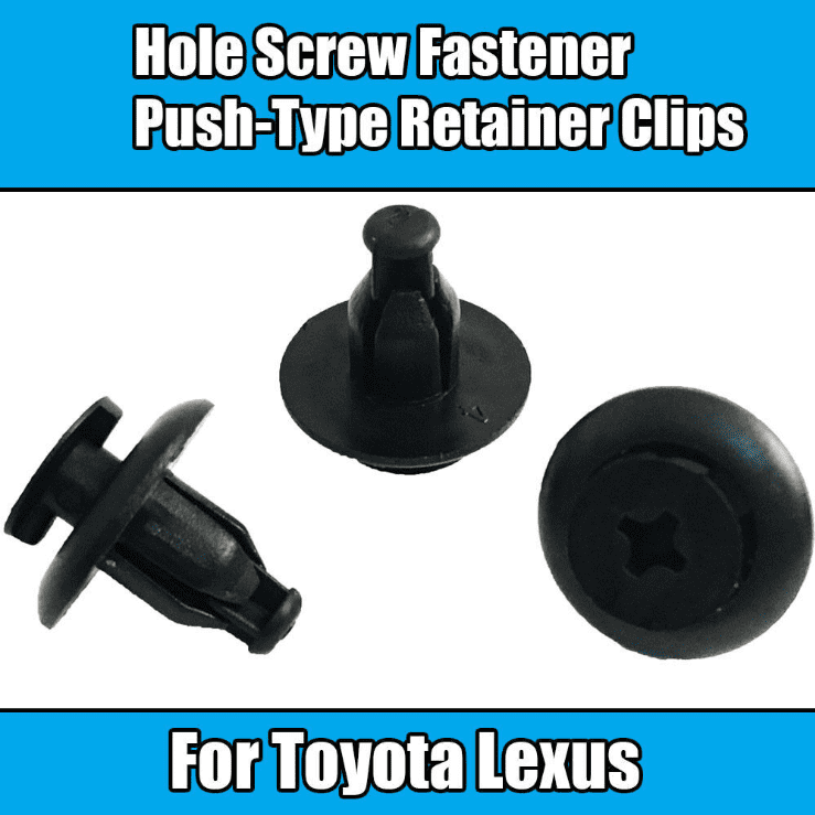 10x Clips for Toyota Lexus Hole Screw Fastener Push-Type Retainer Black Plastic