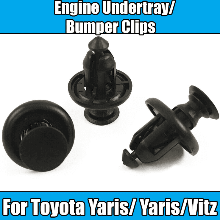 10x Clips for Toyota Yaris Bumper/Engine Undertray 10mm Black Plastic Clips