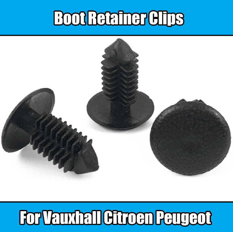 10x Clips for Vauxhall Citroen Peugeot Boot Lining Retainer Clips Black Plastic