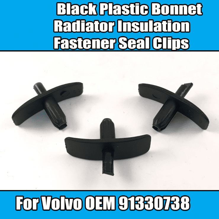 10x Clips for Volvo Black Plastic Bonnet Radiator Insulation Fastener Seal Clips
