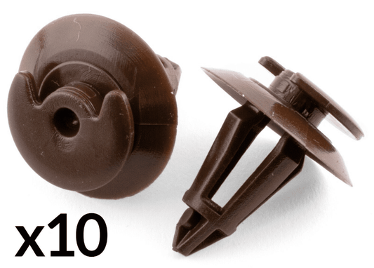 10x Clips for VW Audi Seat Door Trim Panel Interior Lining Fixing Brown Plastic