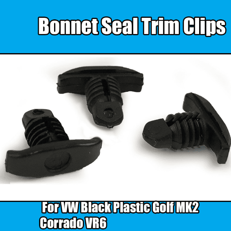 10x Clips for VW Bonnet Seal Trim Golf Mk2 Corrado Vr6 Bus Black Plastic