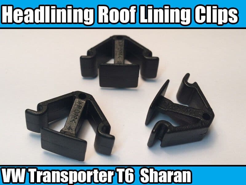 10x Clips for VW Transporter 6 T6 IV Sharan Head Roof Lining Black Plastic Trim