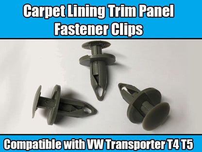 10x Clips for VW Transporter T4 T5 Longer Lining Carpet Trim Panel Fixing Grey