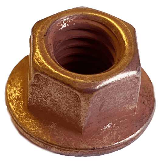 10x Copper Nuts for Ford Ka M8 Exhaust Manifold Self Locking Nuts Hex W/ Flange