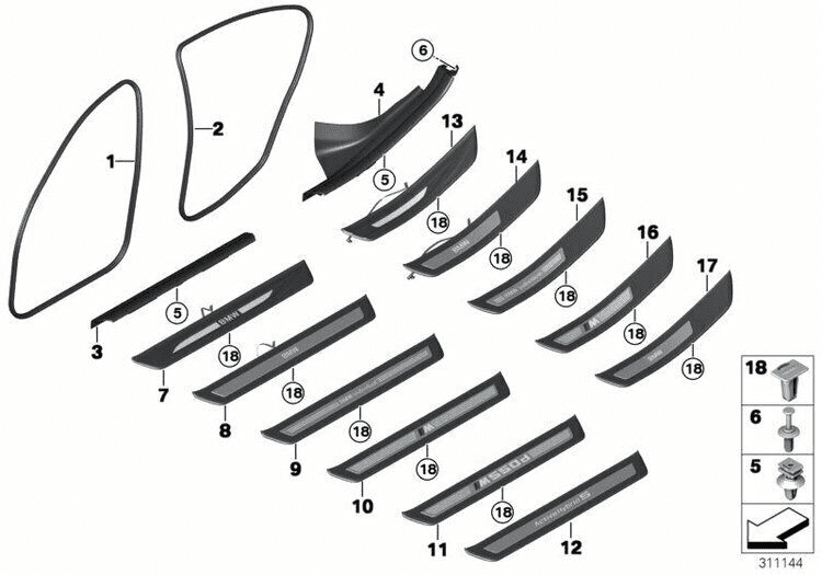 10x Door Step Sill Kick Plate Clips for BMW M Sport E30 E32 E34 E36 E38 E39 E46