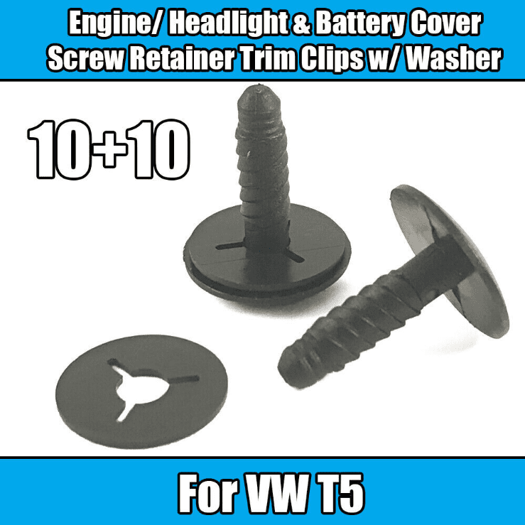 10x Engine Headlight Battery Cover Screw + Washer for VW T5