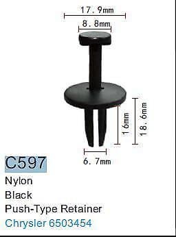 10x for Jeep Chrysler Black Fascia Fender Bumper Push Clip Trim Fastener 6503454