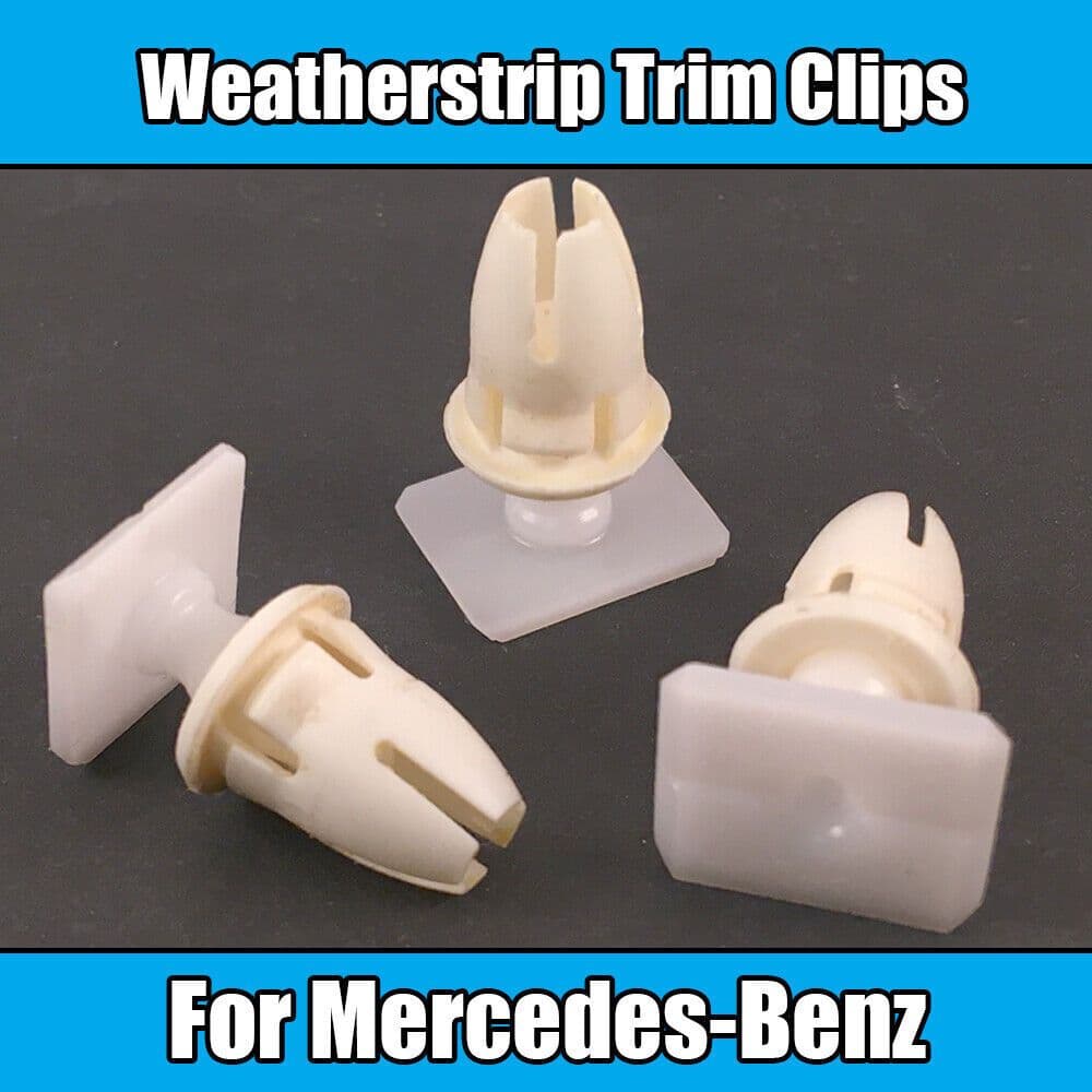 10x for Mercedes-Benz Lower Door Seal Weatherstrip Trim Clips White Plastic