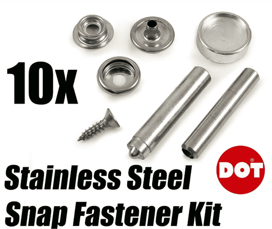 10x Genuine Dot Stainless Steel Stud Boat Canvas To Deck Fastener Kit With Tools