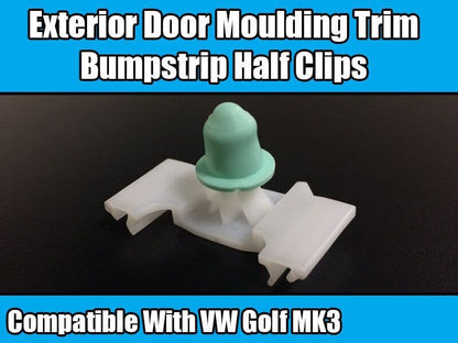 10x Half Clips for VW Golf Mk3 Exterior Door Moulding Trim Bumpstrip White