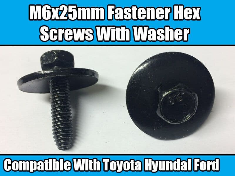 10x Hex Bolt & Washer M6x25mm for Toyota Hyundai Honda GM Ford