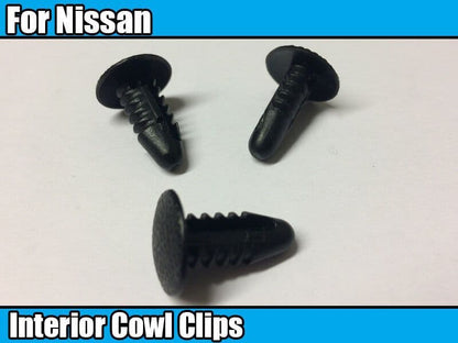 10x Interior Cowl Clips for Nissan Grille Trim Black Clips Fir Tree Fastener