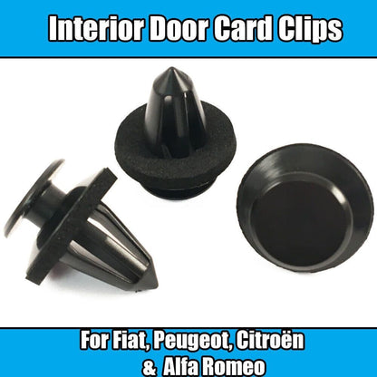10x Interior Door Card Panel Trim Clips for Peugeot Bipper Van Black Plastic
